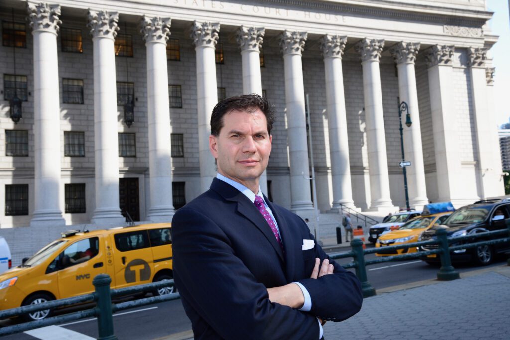 NYC Criminal lawyer Glenn Hardy in front of court