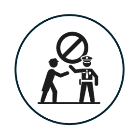 Prevent police interrogation without criminal lawyer representation symbol