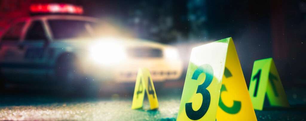 Crime scene with police car - murder lawyer in New York